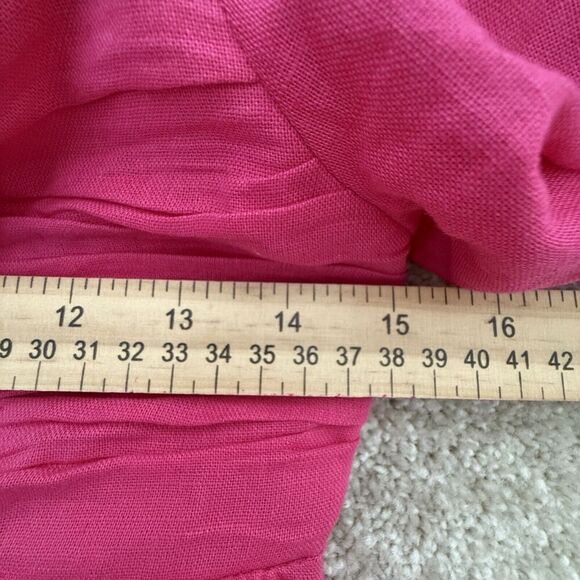 JAAF Gathered Mini Dress in Hot Pink XS Linen Blend - Picture 7 of 8